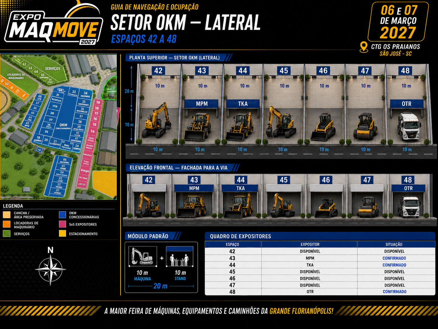 Guia de ocupação — Setor OKM — lateral, Espaços 42 a 48